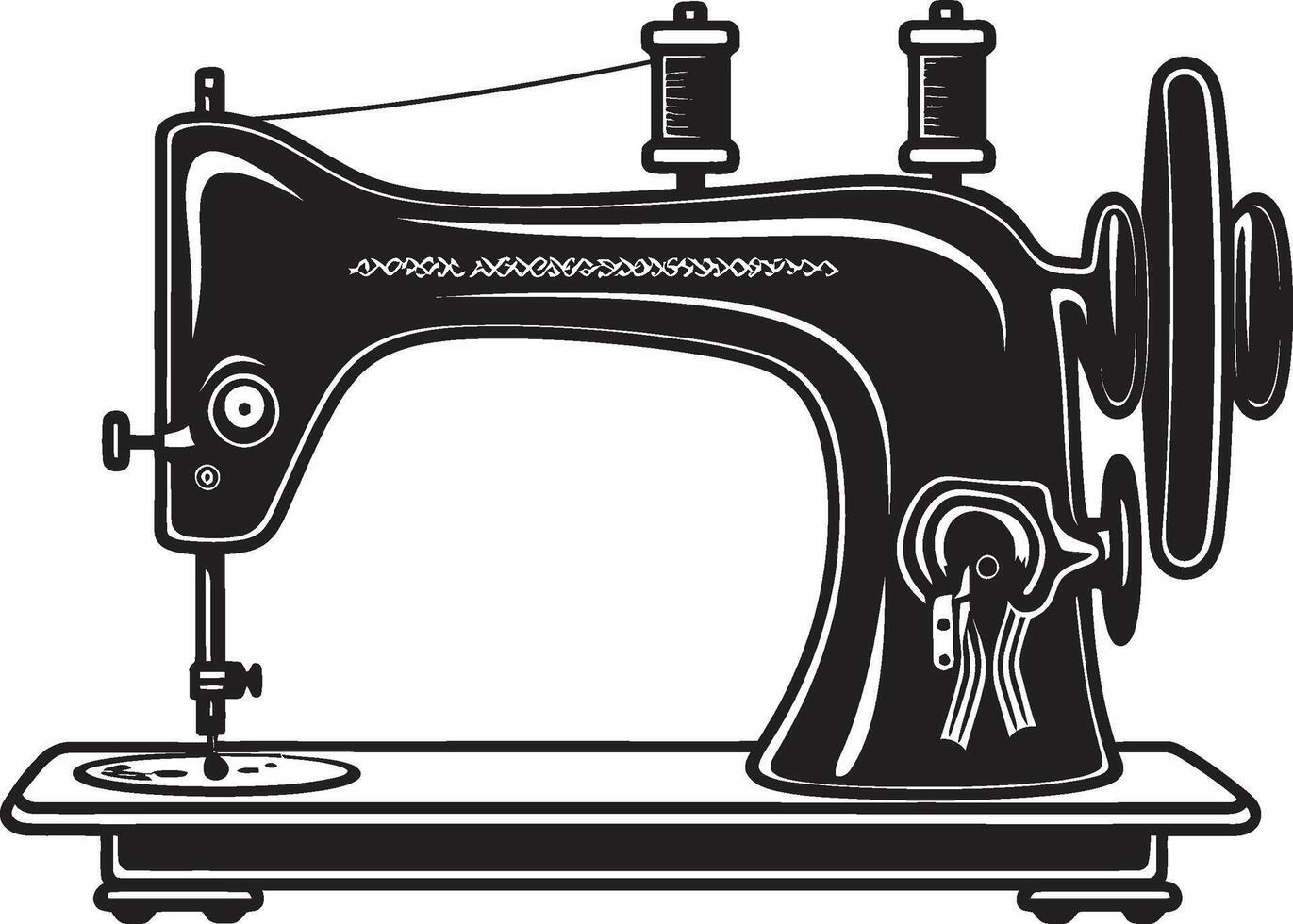 Threaded Elegance Black for Crafty Sewing Machine Stitch Symphony Black for Noir Sewing Machine in vector