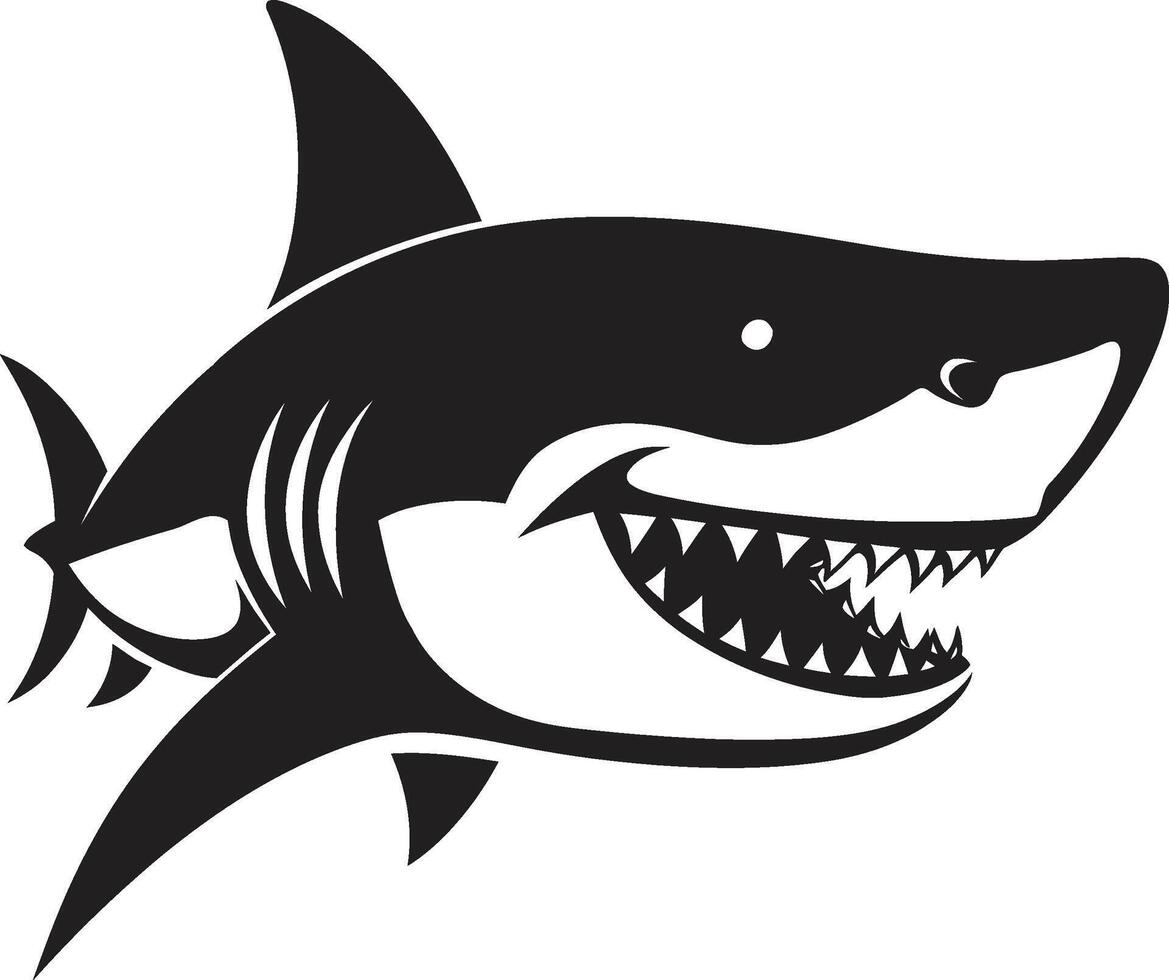 Silent Sea Power Black ic Shark in Elegant Majestic Predator Elegant for Shark Emblem vector