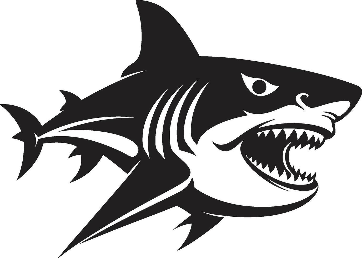 Silent Sea Power Black ic Shark in Elegant Majestic Predator Elegant for Shark Emblem vector
