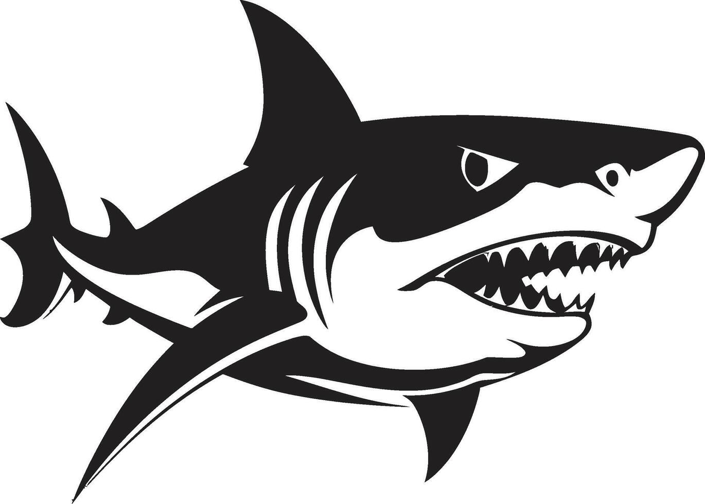 Underwater Dominance Elegant Black Shark Emblem Predators Presence Black for Fearsome Shark vector