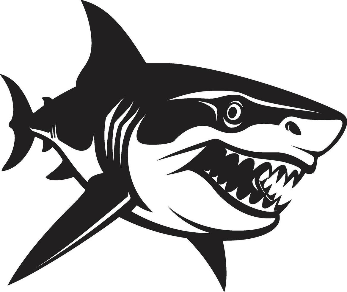 feroz aleta elegante tiburón submarino guardián negro para ic tiburón vector
