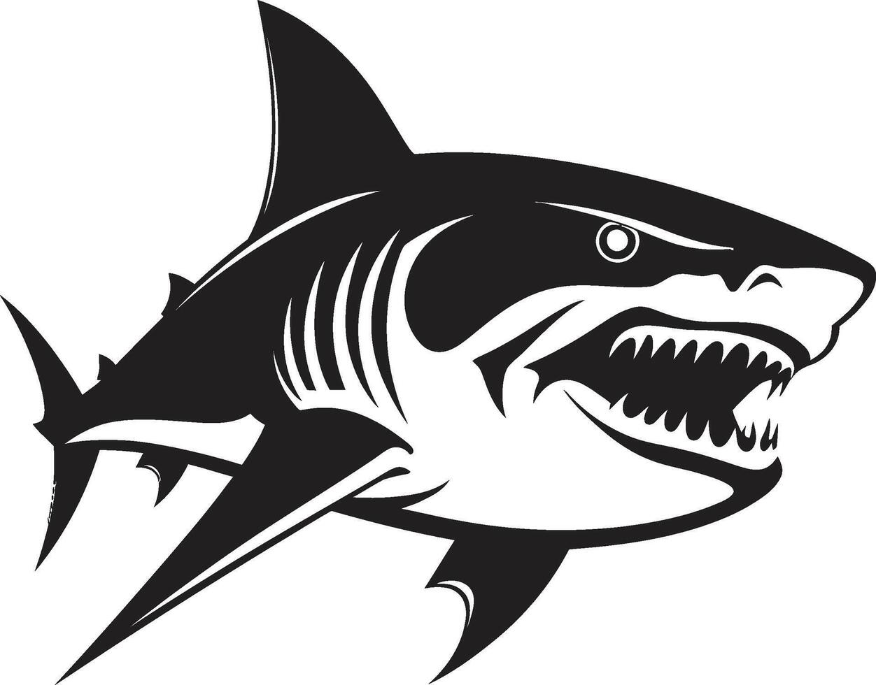 Underwater Dominance Black Shark Predators Presence Black ic Shark in vector