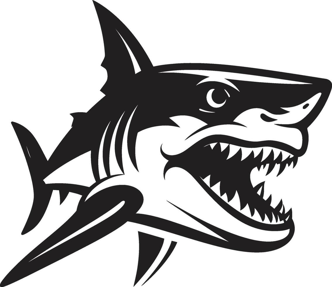 Sleek Swimmer Black for ic Shark Emblem Elegant Aquatic Apex Black ic Shark in Elegant vector