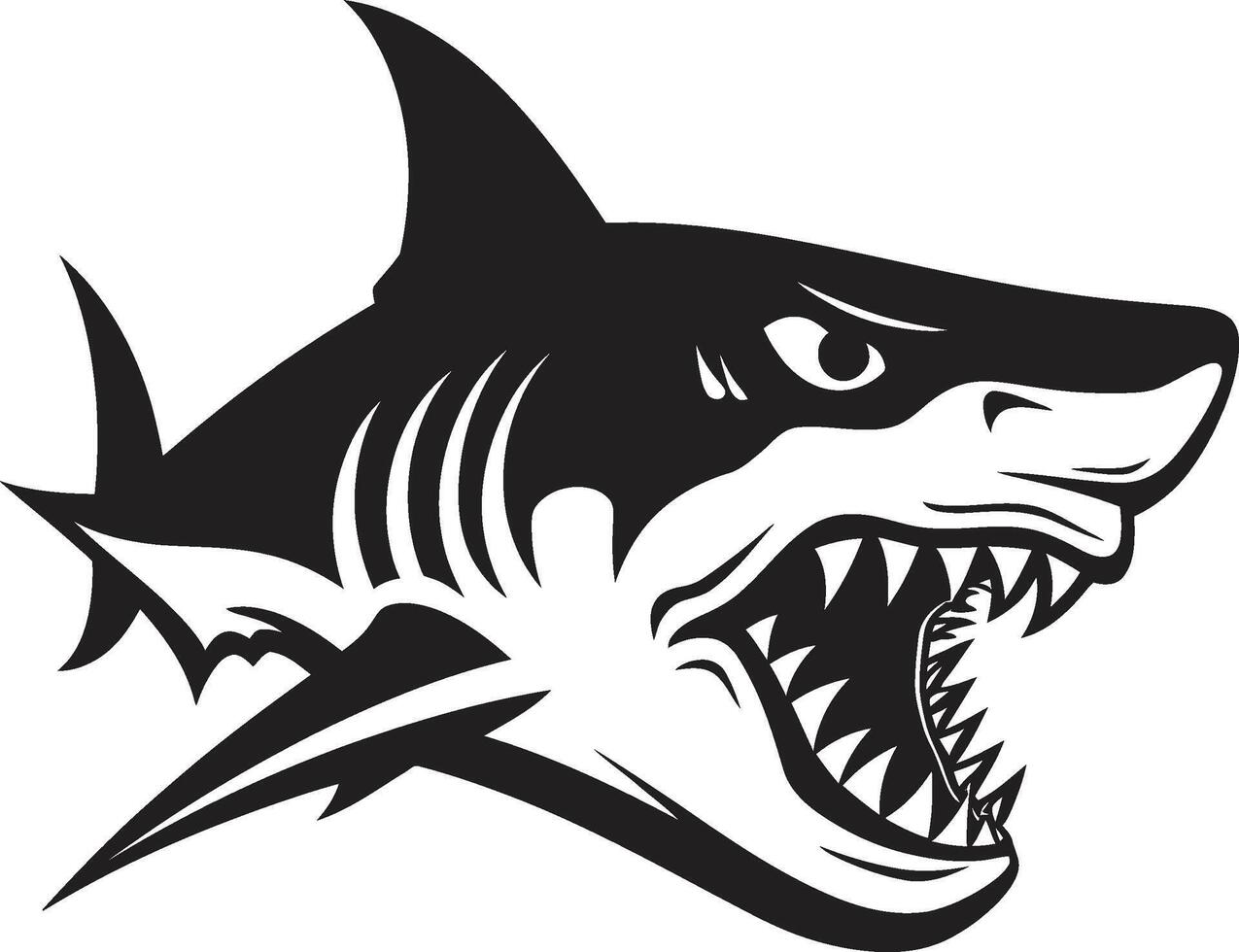 Underwater Dominance Black Shark Predators Presence Black ic Shark in vector