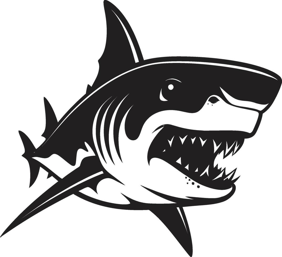 Fierce Fin Black for Elegant Shark Underwater Guardian Elegant Black Shark in vector