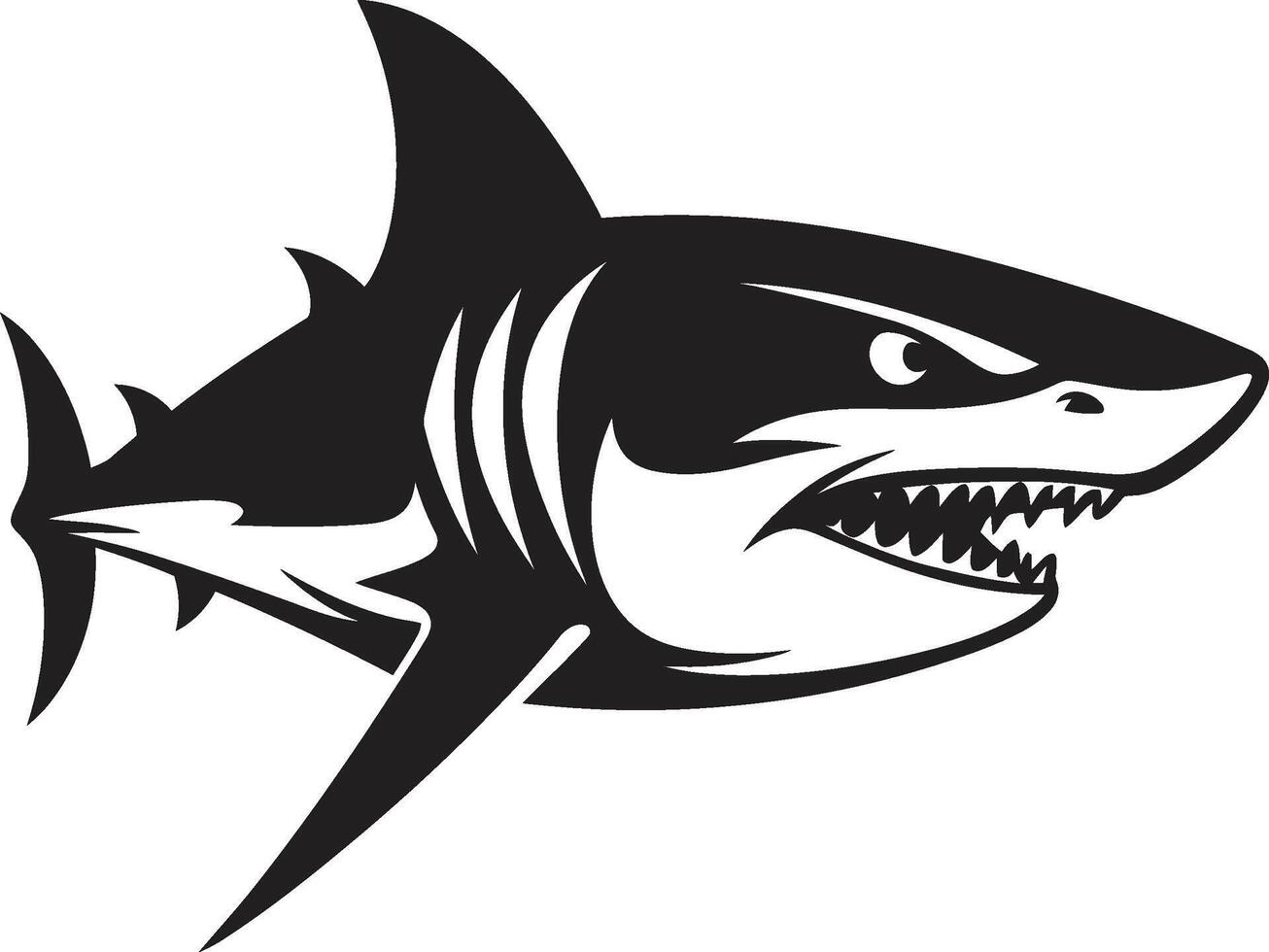 Silent Hunter Elegant Black Shark in Marine Majesty Black for Shark vector