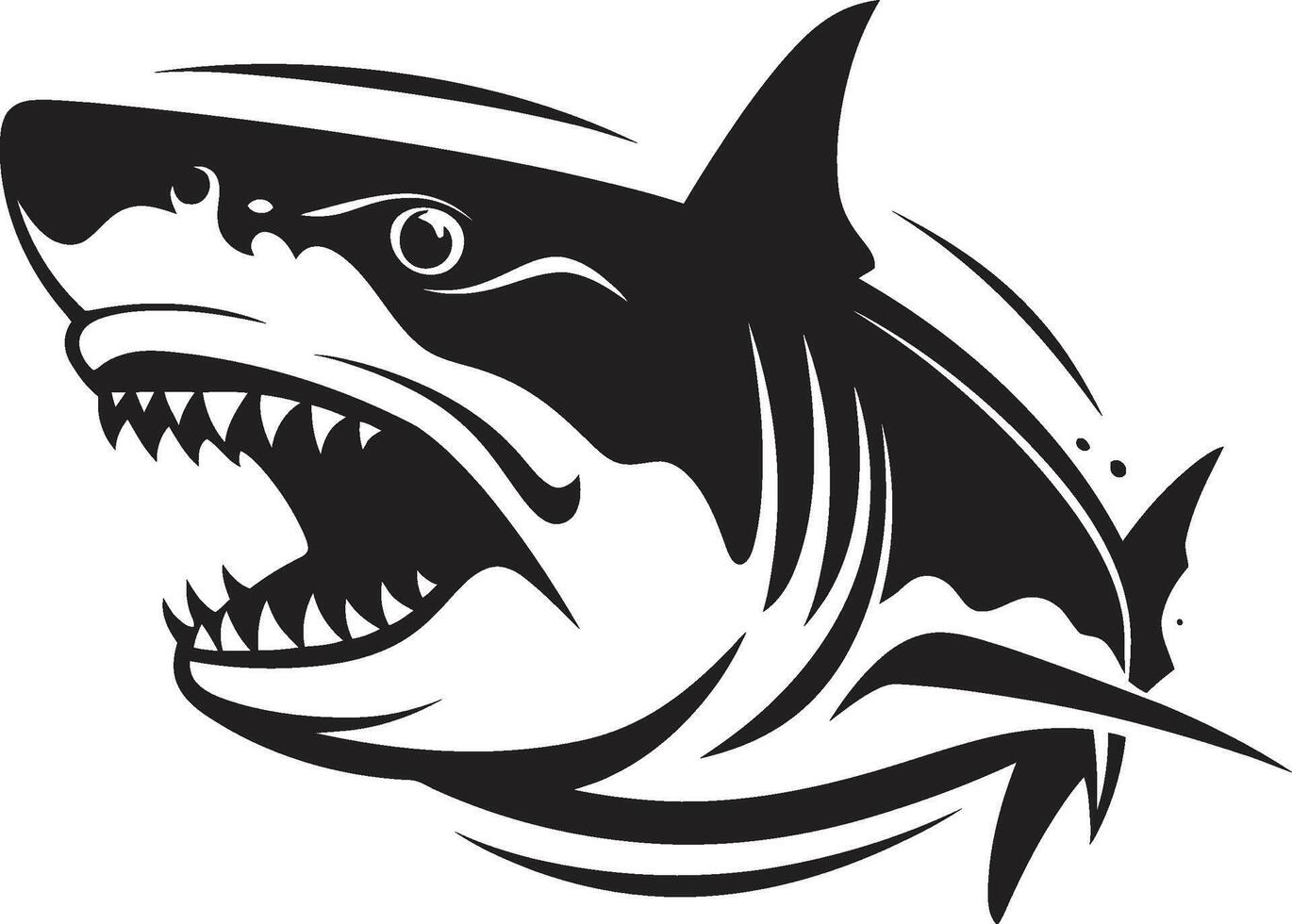 majestuoso depredador elegante para tiburón emblema feroz aleta negro para elegante tiburón vector