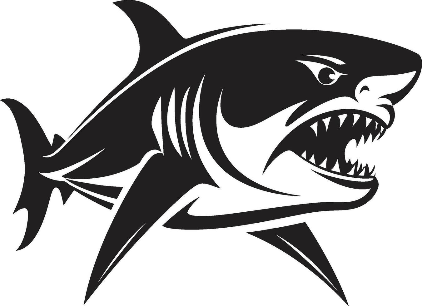 Fierce Fin Elegant Shark Underwater Guardian Black for ic Shark vector