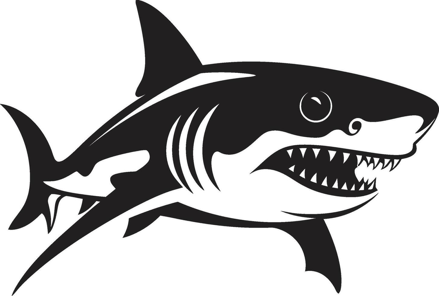 Dynamic Depths Elegant for Fearsome Shark Predatory Majesty Black Shark Emblem vector