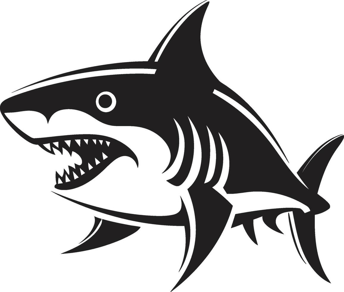 Silent Sea Power Black for Fearsome Shark Majestic Predator Elegant Shark vector