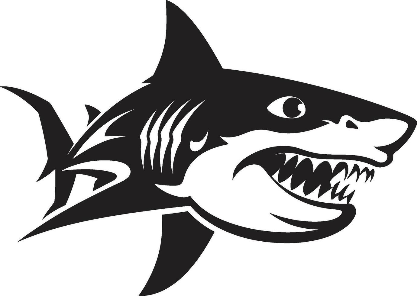 Marine Majesty Black for Dynamic Shark Abyssal Dominance Elegant Black Shark in vector