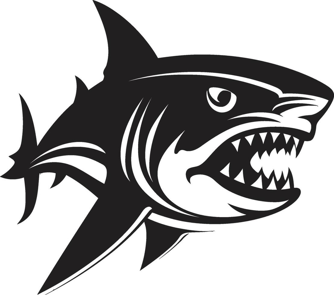 Fierce Fin Black for Elegant Shark Underwater Guardian Elegant Black Shark in vector