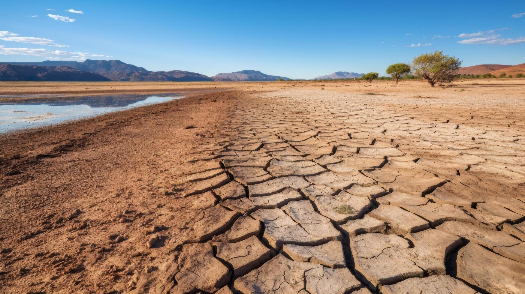 Dry lakebed showing remnants of former lake photo