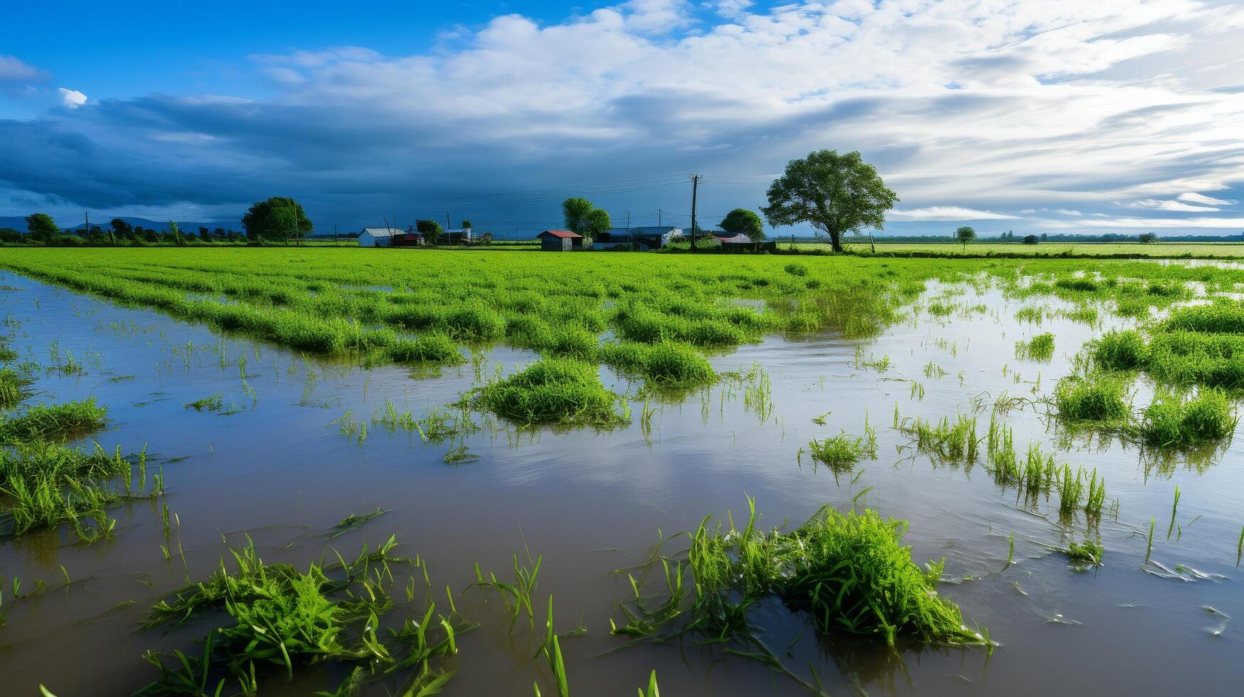 Waterlogged agricultural land post deluge photo