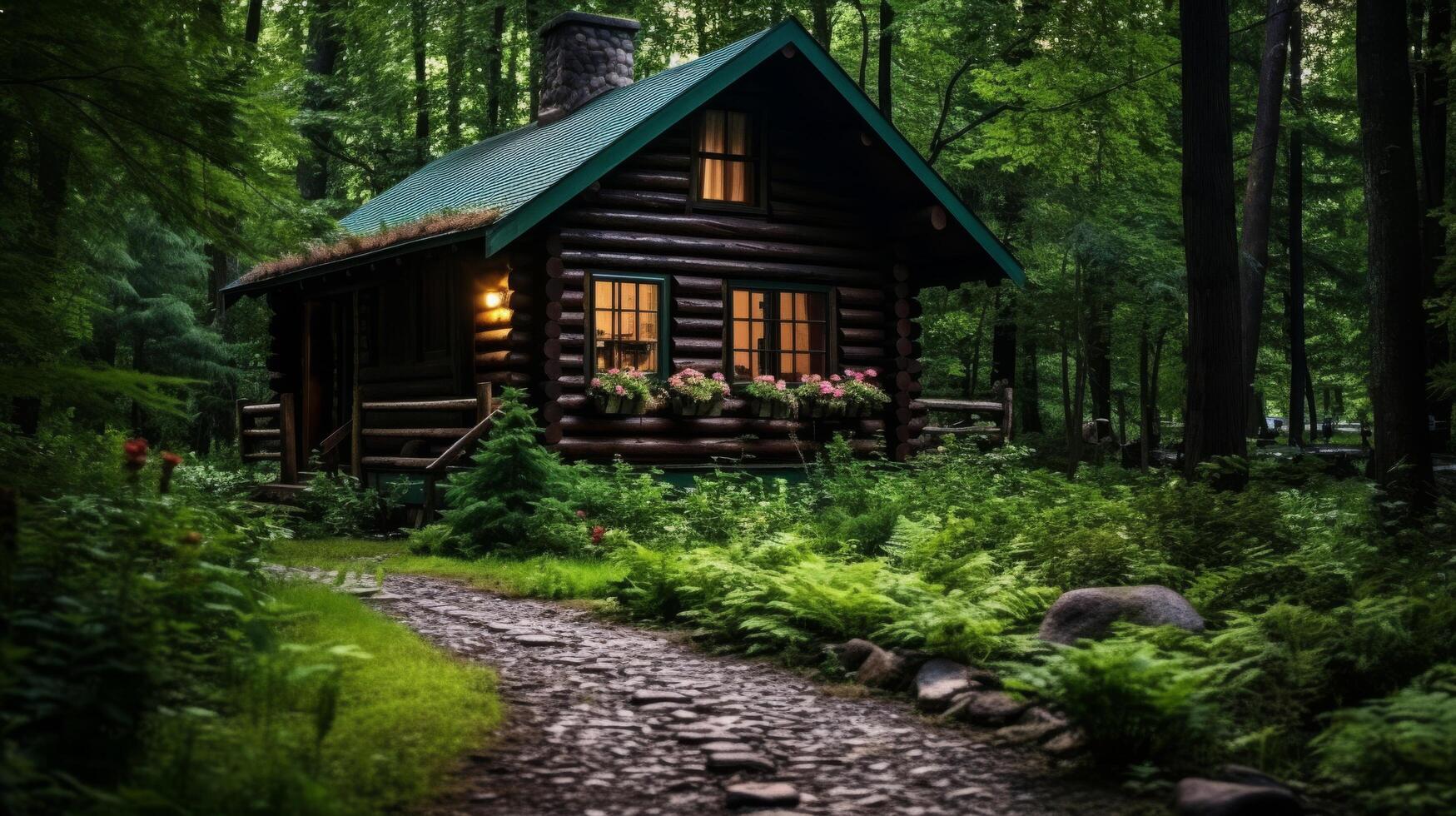 Rustic shack secluded woodland photo