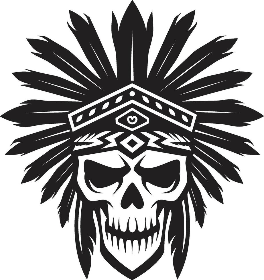 Ritualistic Rhythms Elegant Tribal Skull Lineart in Black Mystic Totems Black for Tribal Skull Mask Lineart vector
