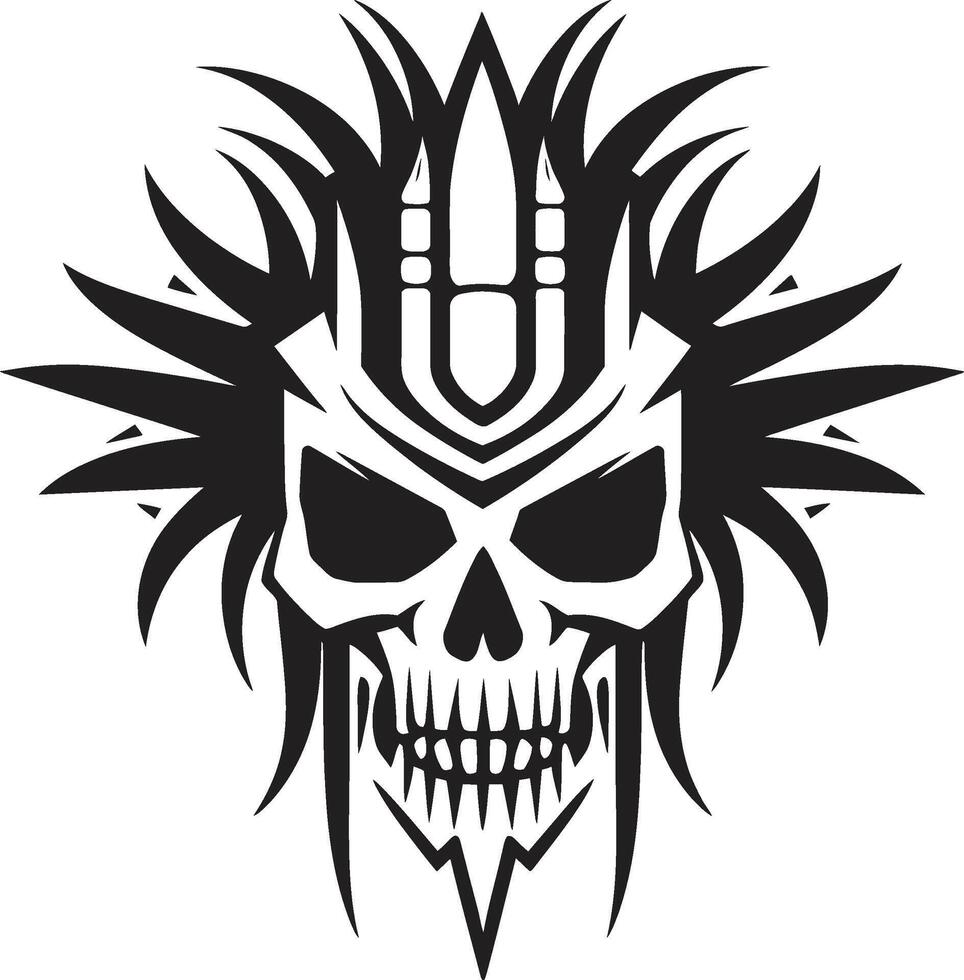 Shamanic Aura Elegant Tribal Skull Lineart in Black Soulful Strokes Black for Tribal Skull Mask Lineart vector