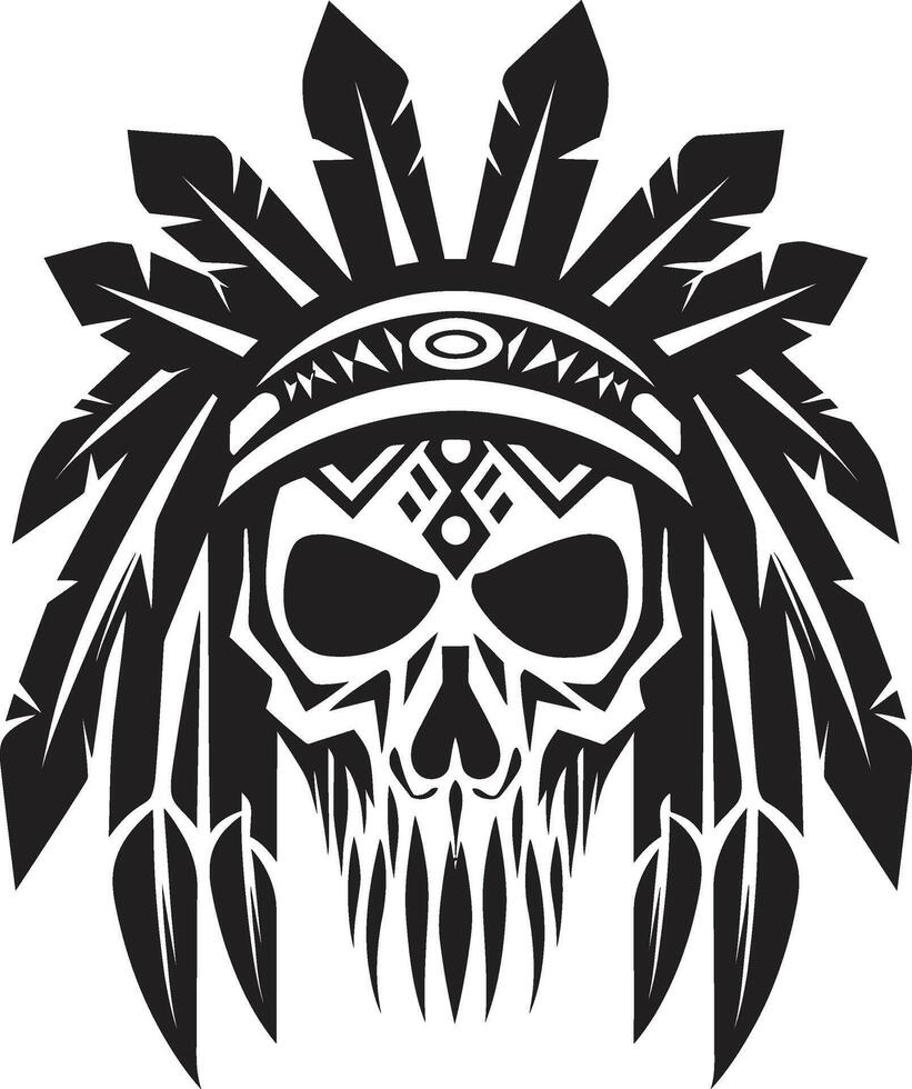 Shamanic Whispers Elegant Tribal Skull Lineart in Black Mystic Mandala Black for Tribal Skull Mask Lineart vector