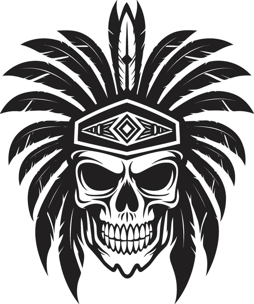 efímero grabados tribal cráneo máscara arte lineal en elegante negro místico marcas negro ic para tribal cráneo arte lineal emblema vector