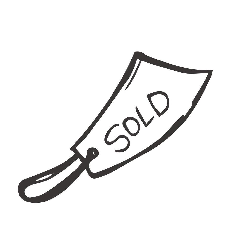 doodle style illustration. sign with the inscription sold. vector