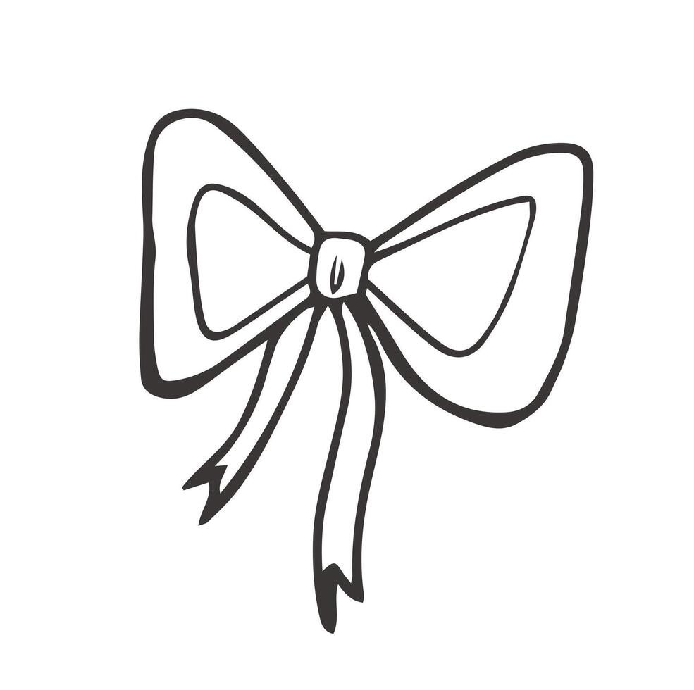 illustration of candle with bow. Contour sketch in trend of candle decorated with ribbon. vector