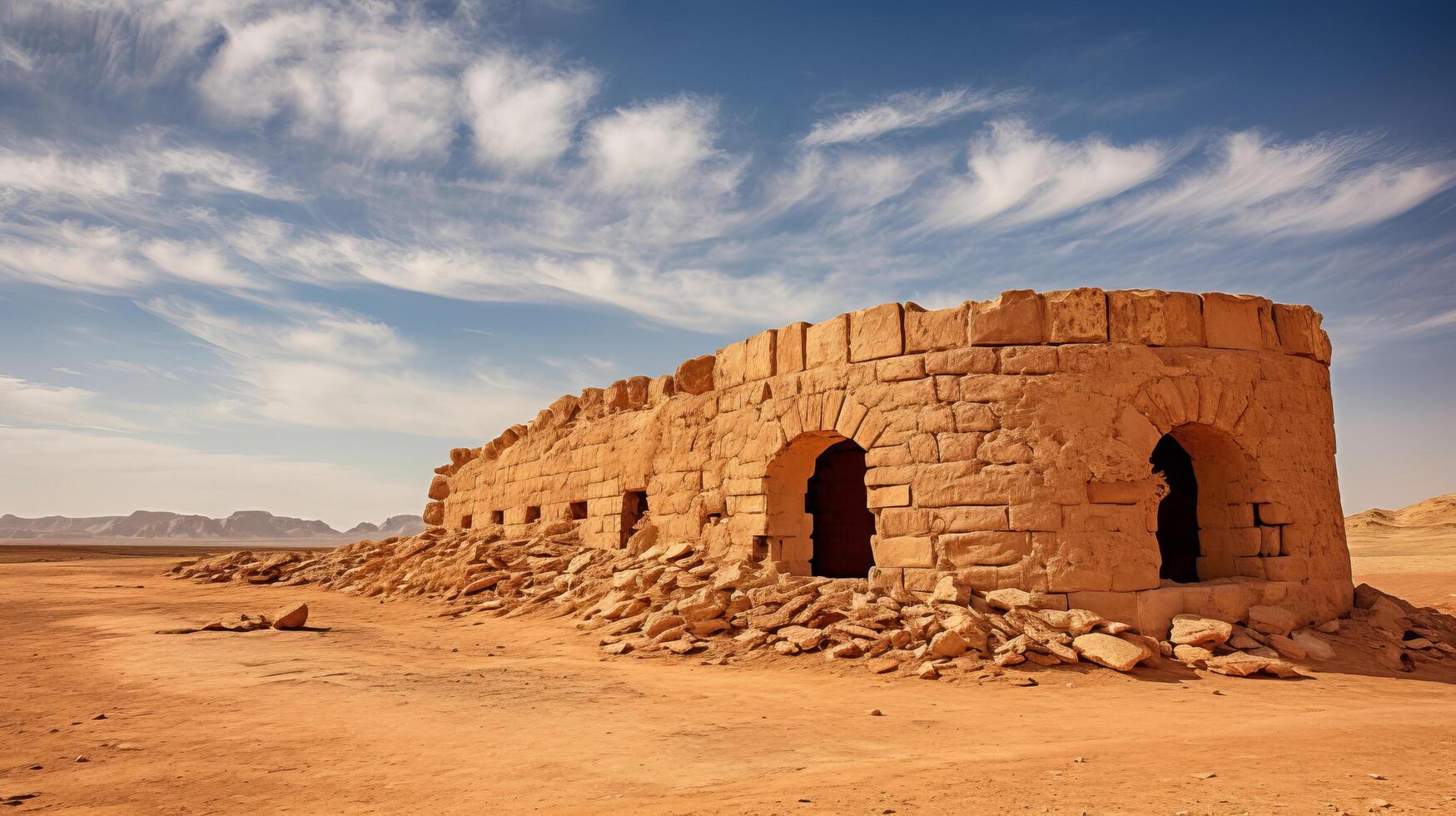 Stronghold in dry desert environment photo