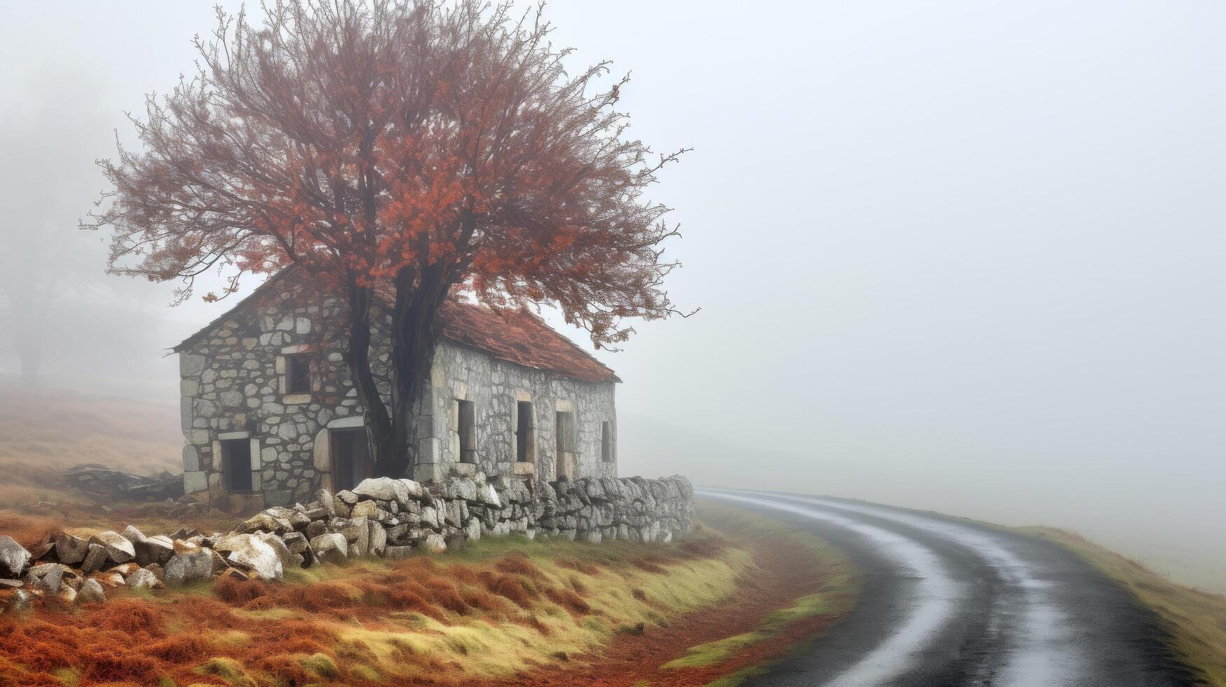 Misty countryside dwelling photo
