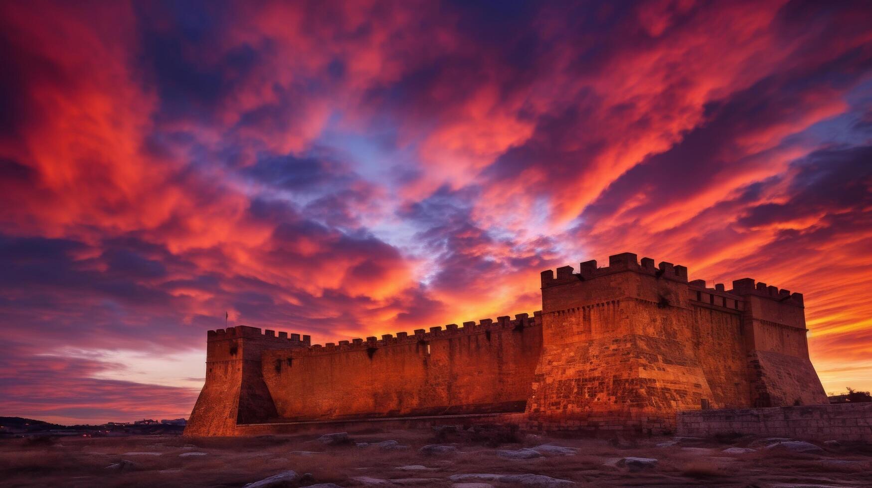 Citadel beneath vivid heavens photo