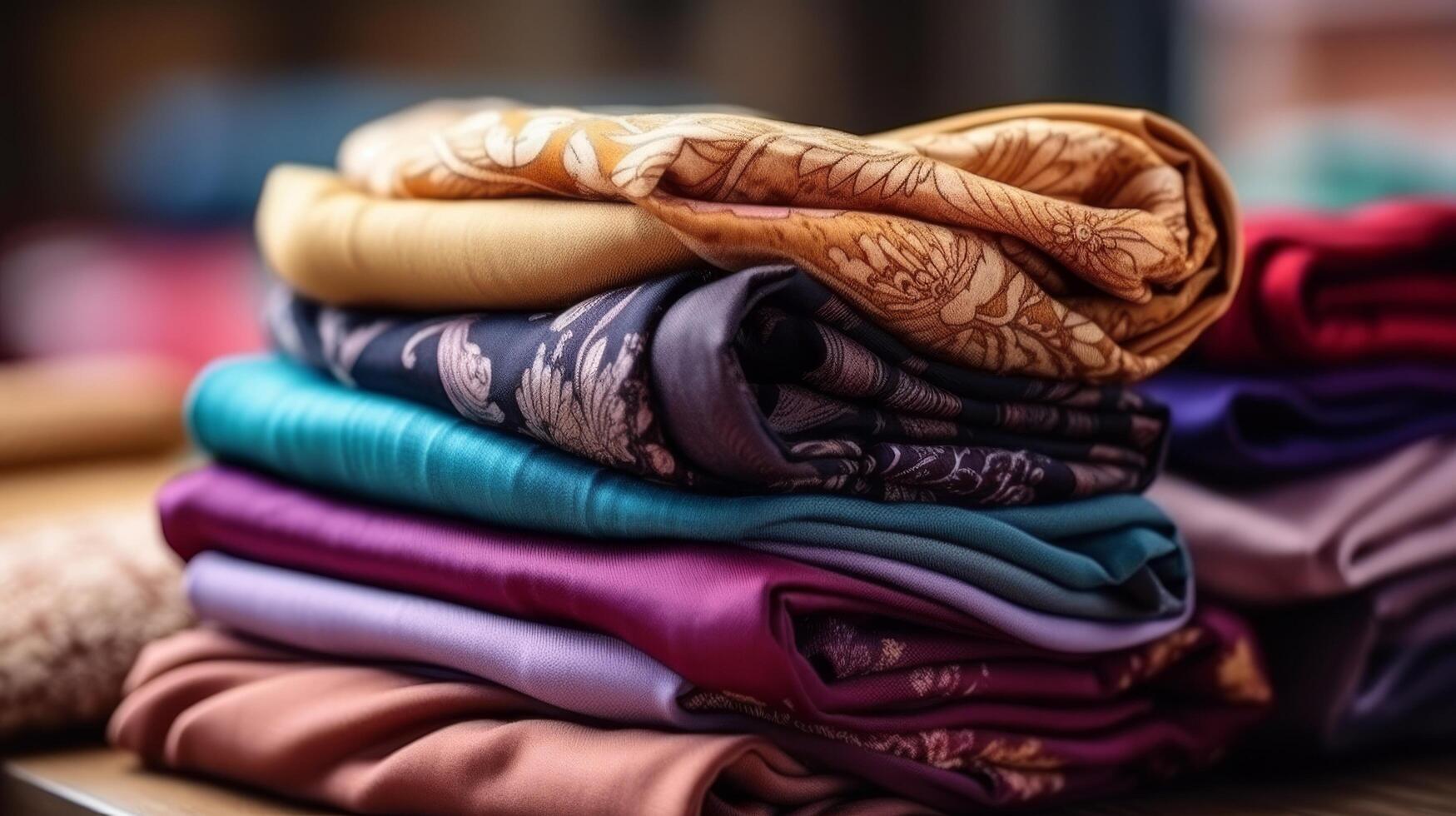 Fashionable pile of womens wraps photo