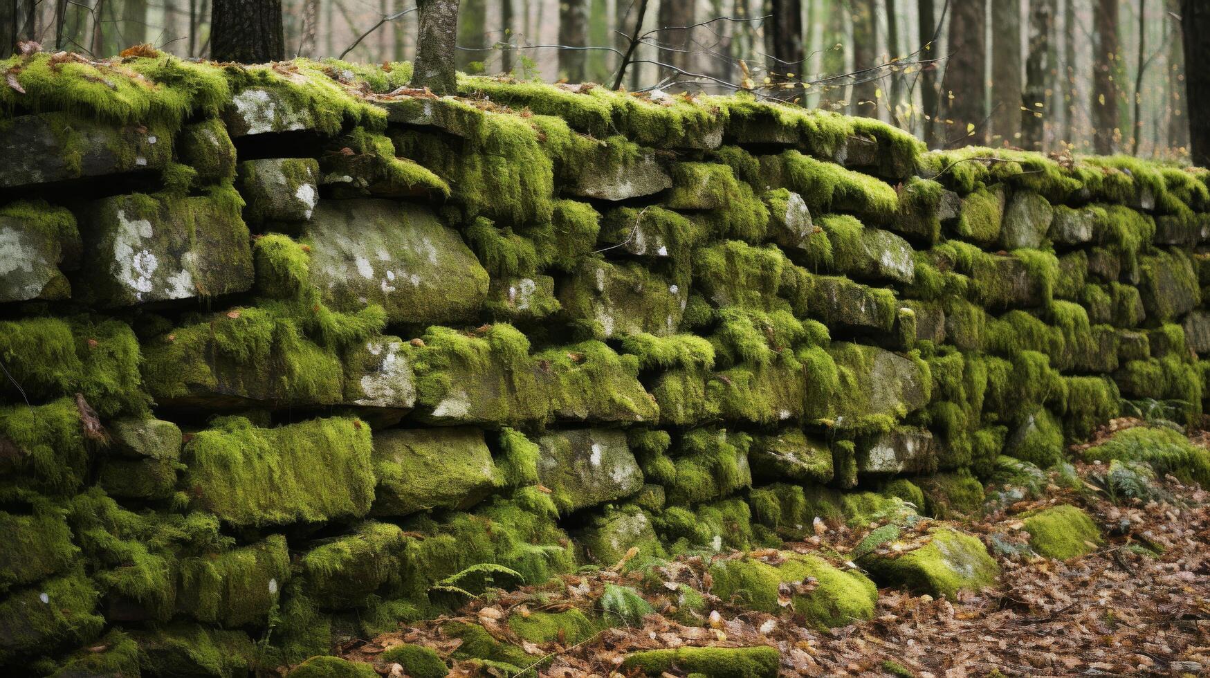 Natural mossy stone partition photo
