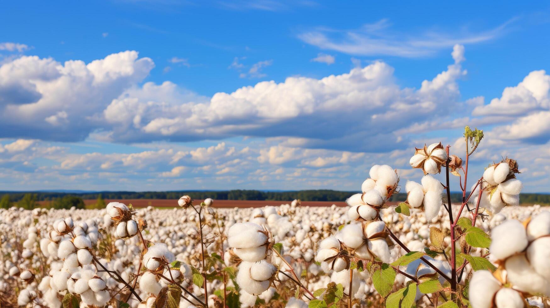 Field of fully grown cotton ready for picking photo