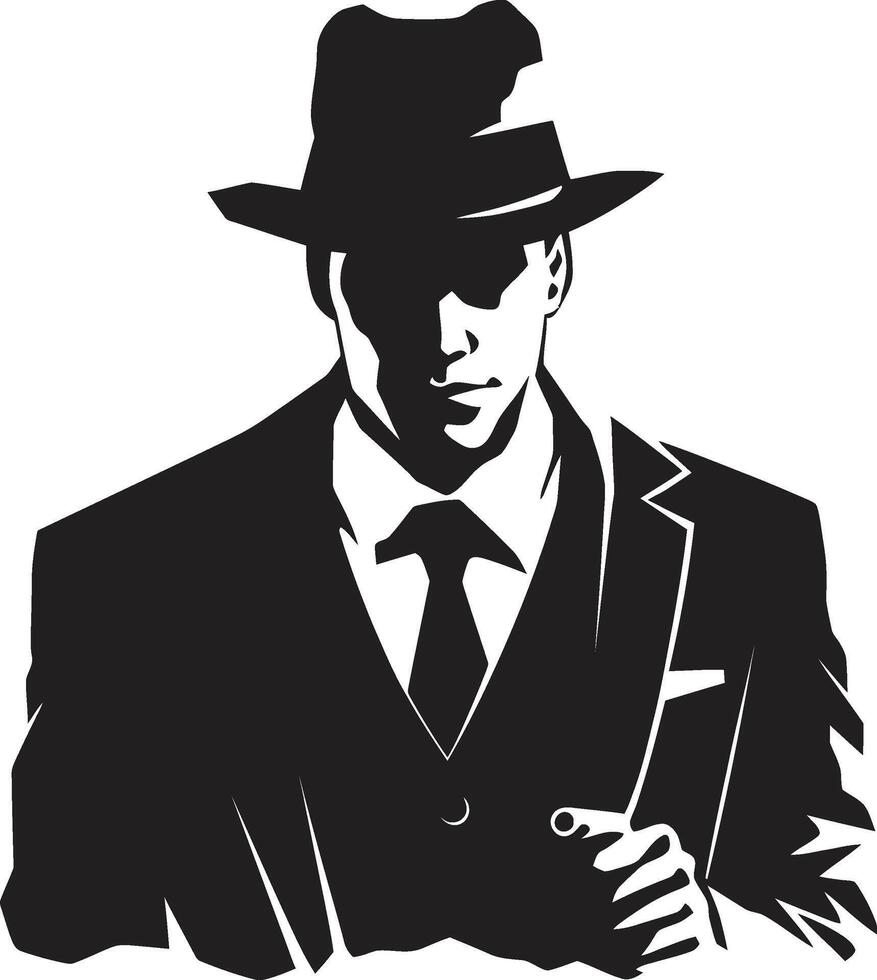 Mafia Monogram Suit and Hat Emblem Dapper Don Dynasty Mafia in vector