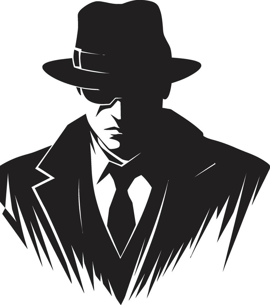 Mobster Magnificence Mafia Crest Gangland Garb Suit and Hat in vector