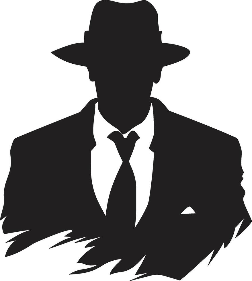 delincuente alta costura traje y sombrero gángster magnificencia emblema de mafia elegancia vector