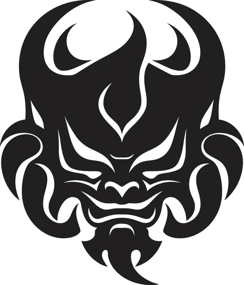 oni máscara elegante negro icono para moderno diseño inquietante oni perfil vago negro Arte vector