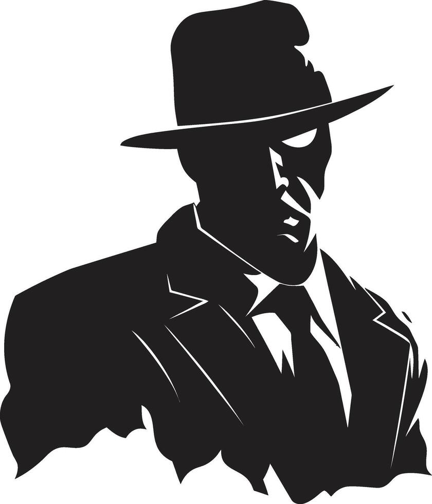 Sharp Dressed Shadows for Mafia Underworld Elegance Suit and Hat Symbol vector