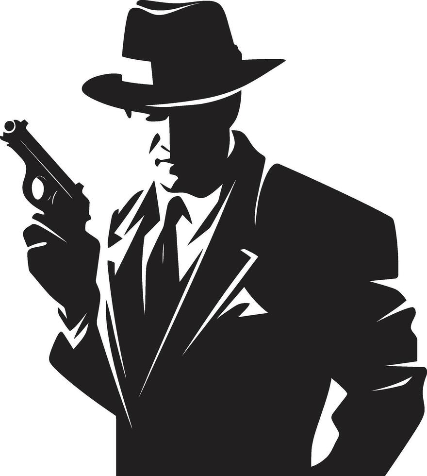 Criminal Couture Suit and Hat in Mobster Magnificence Mafia Crest vector