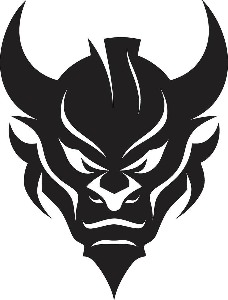 Dark Oni Icon Intricate Illustration in Black Oni Mask Graphic Stylish Black Emblem Design vector