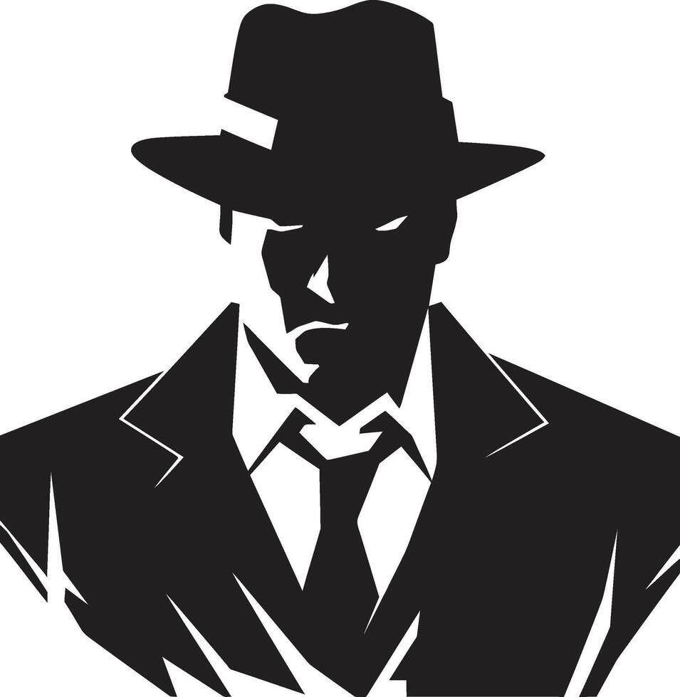 de buen tono capo insignias de mafia jefe atuendo crimen jefe atuendo traje y sombrero emblema vector