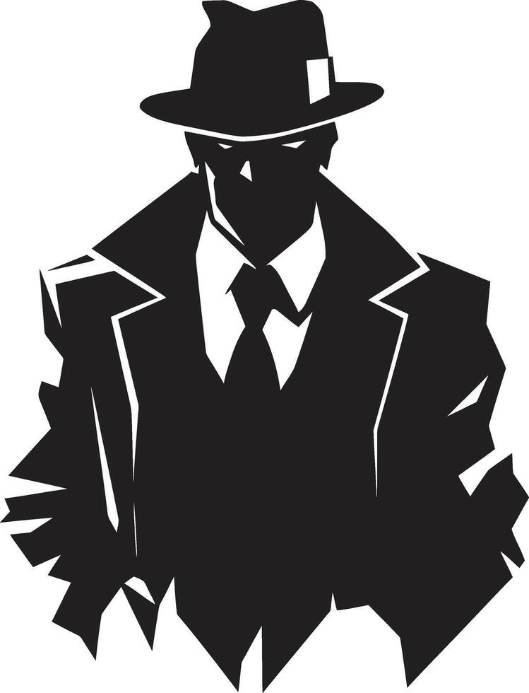 Sharp Dressed Shadows for Mafia Underworld Elegance Suit and Hat Symbol vector