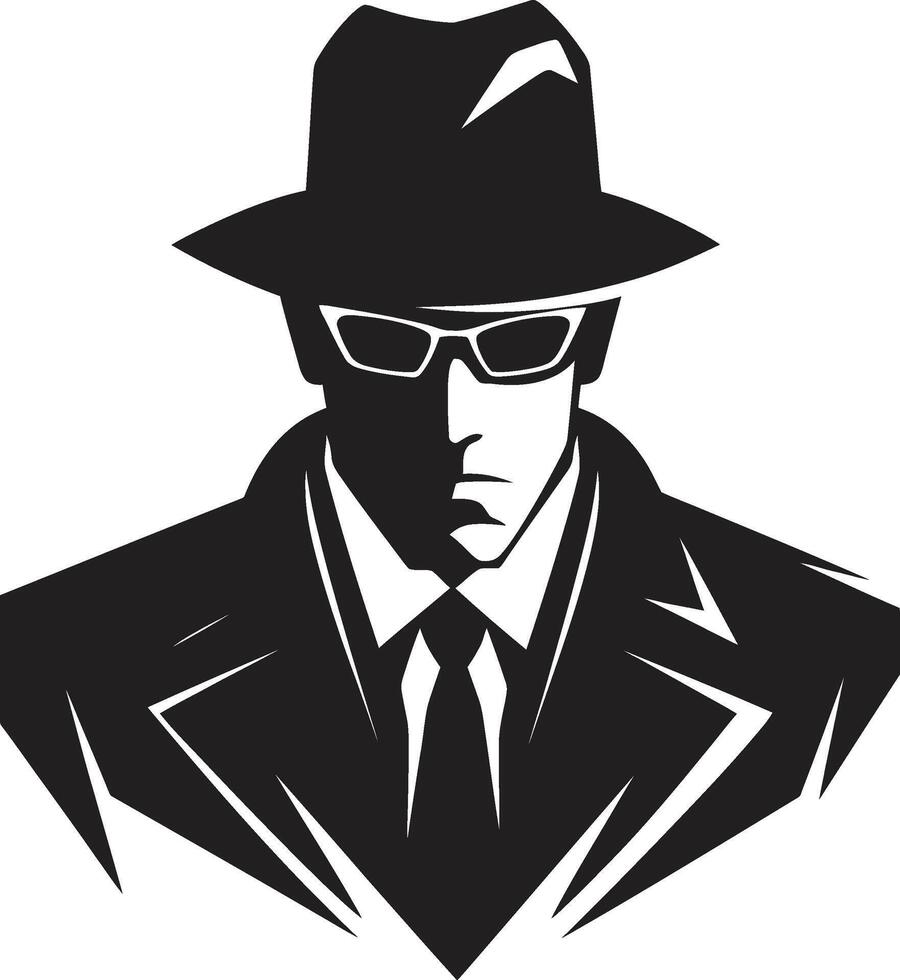crimen jefe atuendo traje y sombrero emblema el se pone firma mafia en vector