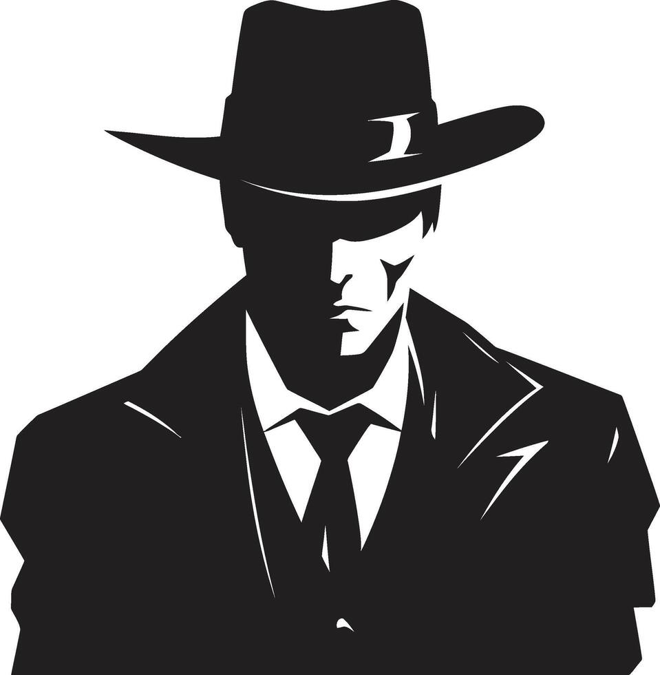 crimen sindicato firma traje y sombrero gángster majestad de mafia jefe atuendo vector