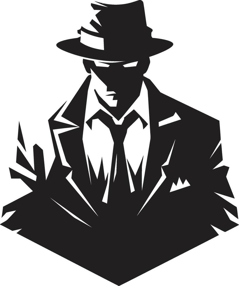 Gangland Garb Suit and Hat Syndicate Sovereignty Mafia Crest in vector