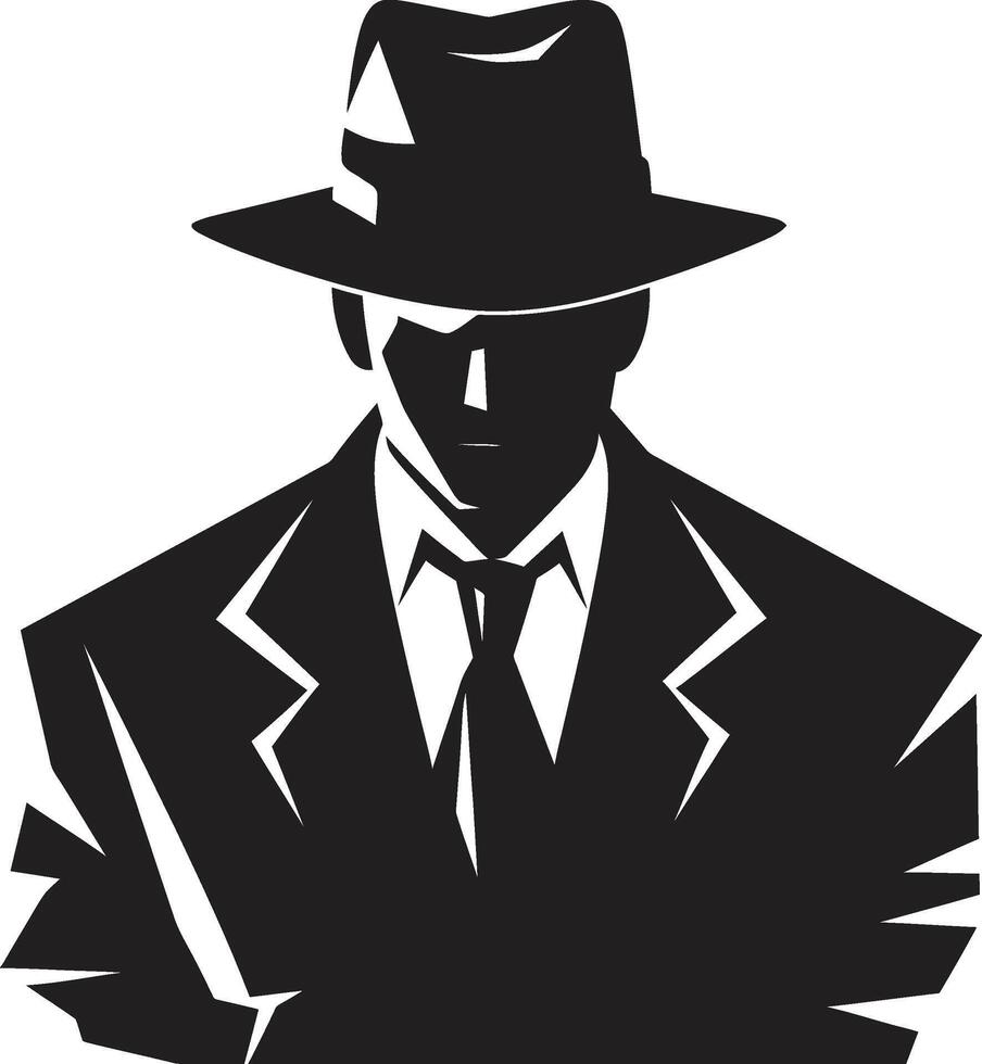 mafia monograma traje y sombrero emblema apuesto don dinastía de mafia atuendo vector