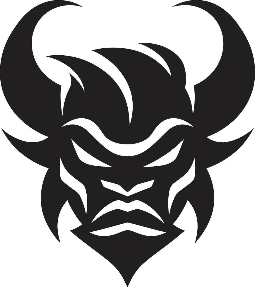 Intricate Oni Profile Icon Noir Inspired Design Elegant Oni Mask Logo Contemporary Black vector