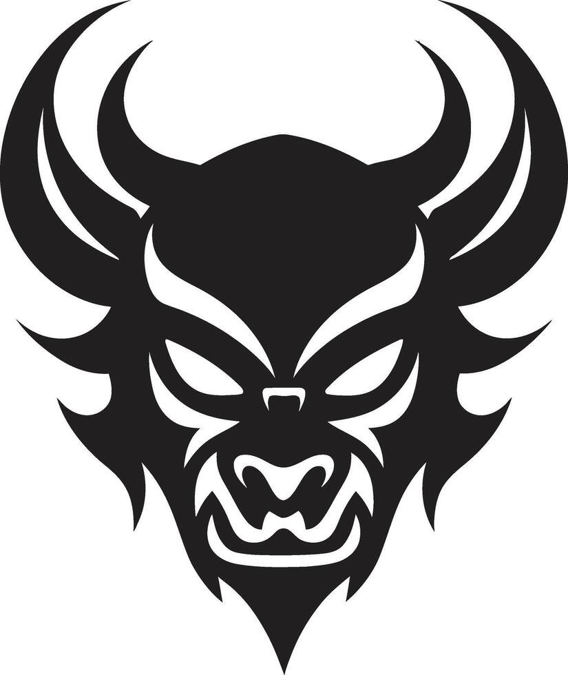 Shadowed Oni Face Stylish Black Emblem with a Mysterious Touch Bold Oni Symbol Dark Design for a Captivating Brand Image vector