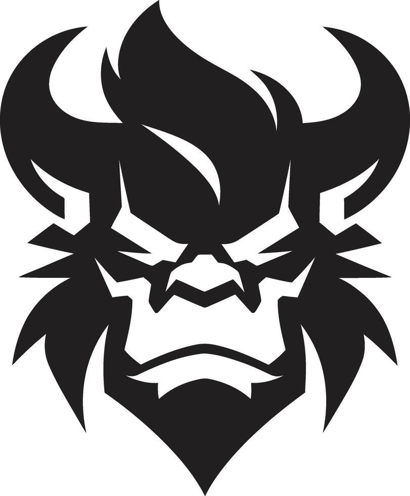 Japanese Demon Symbol Sleek Oni Head in Black Mystical Oni Profile Contemporary Black Design vector