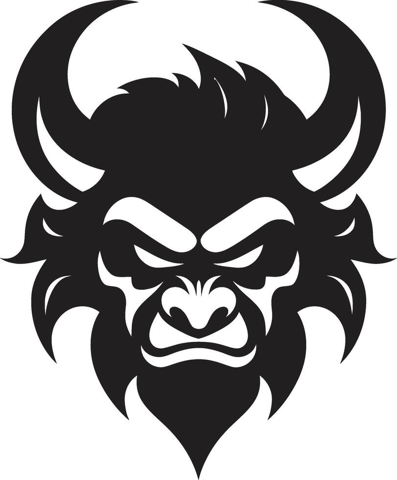 Chic Oni Graphic Intricate Illustration in Noir Bold Oni Head Stylish Black Logo Design with a Mysterious Touch vector