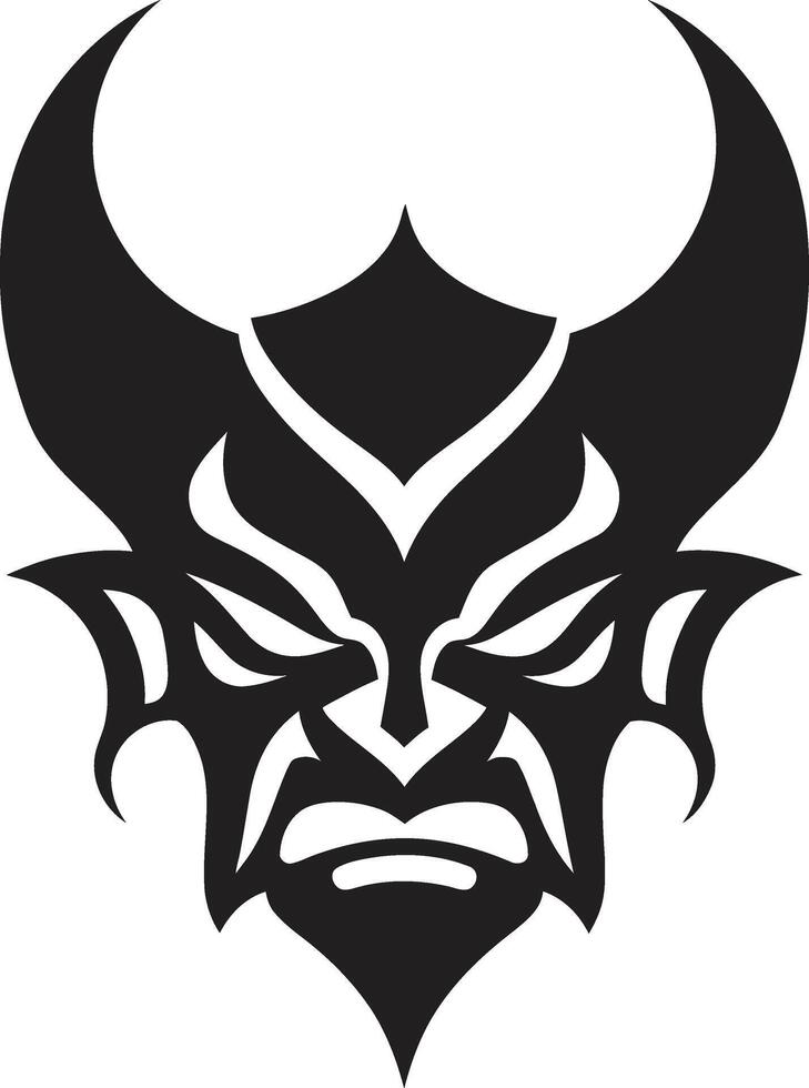 Shadowy Oni Face Elegant Black Emblem with Contemporary Flair Mystical Oni Head Noir Inspired Design for a Captivating Logo vector