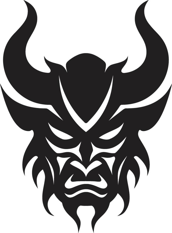 Elegant Oni Head Stylish Black Emblem for Modern Branding Shadowed Oni Mask Sleek Black Icon Illustration vector